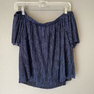 Lush sz M blue metallic off‎ shoulder boho blouse